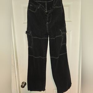 SHEIN Black Wide Leg Jeans